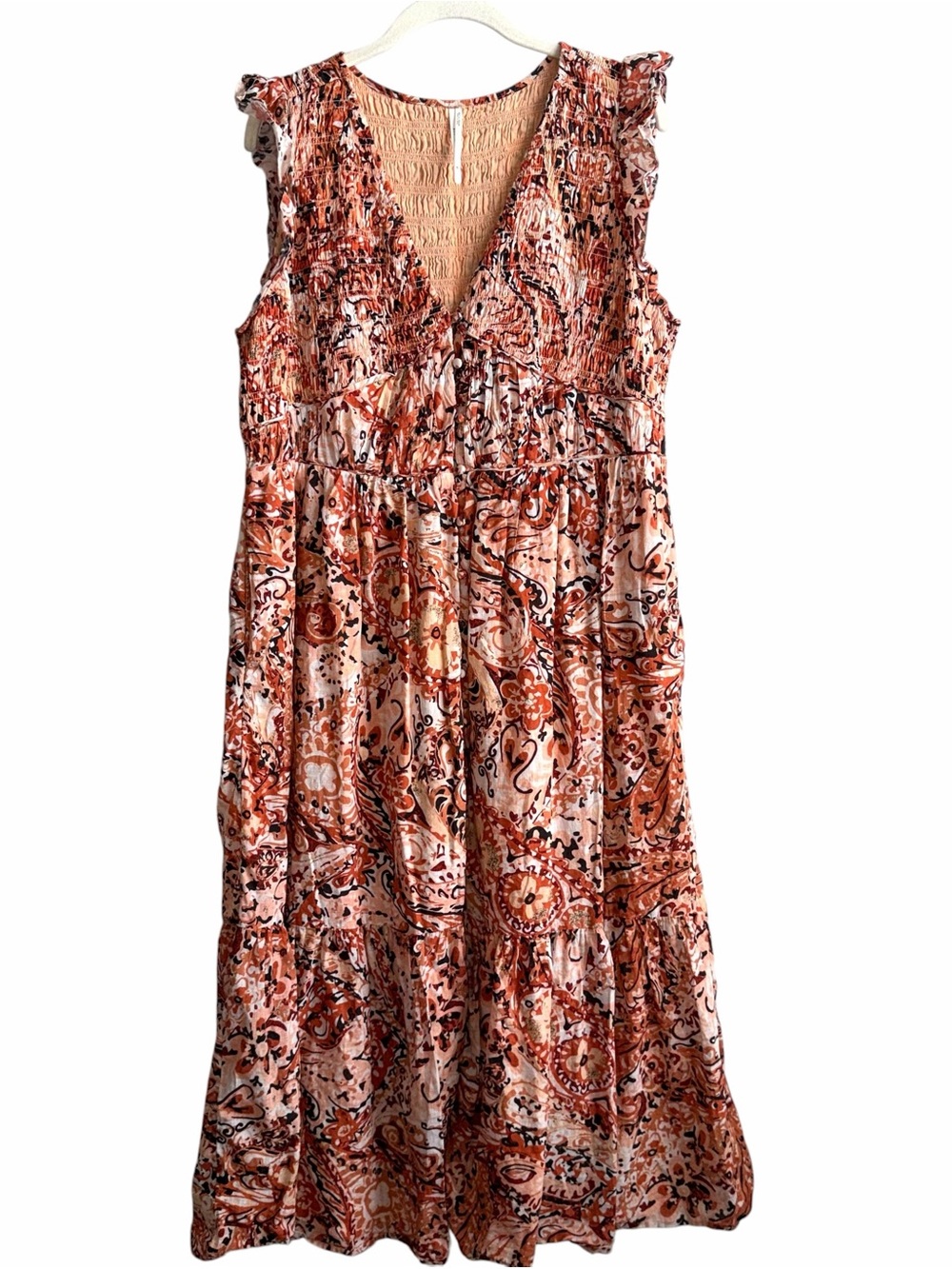 Anthropologie Midi Dress Women’s 1X Peregrine Floral Preppy Vacay Boho Paisley